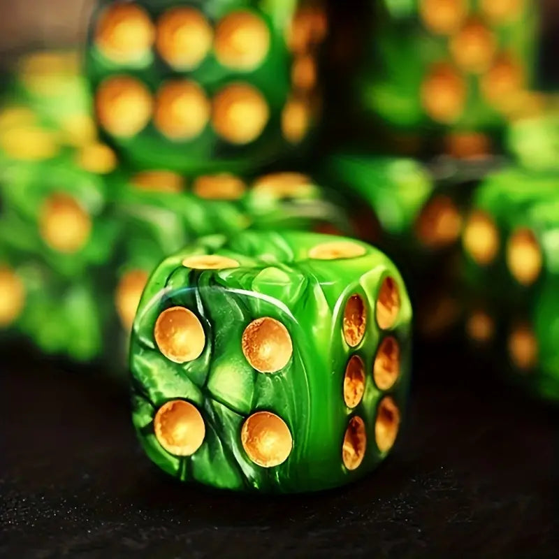 16mm Green Swirl And Gold Points D6