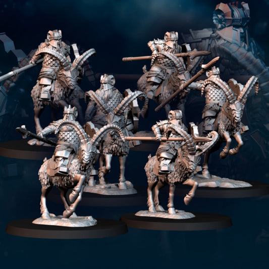 Silver Goat Dwarf Mounted Warriors