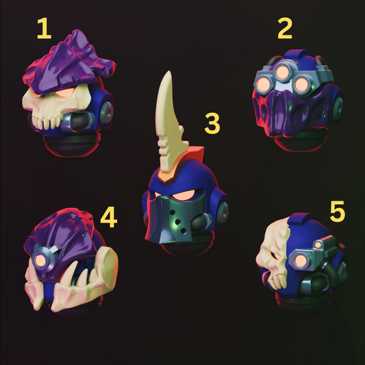 Grim Dark Bug-Hunter Marine Heads